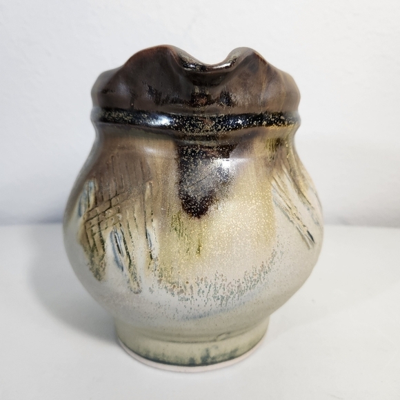 Artisan Studio Handmade Stoneware Pottery Brutalist Signed Pitcher - Picture 3 of 9